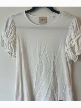 Elie Tahari White Ruffle Sleeve Tee